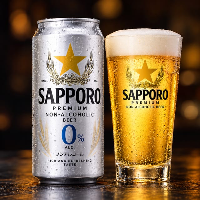Sapporo 0% non alcoholic.