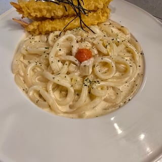 Mentaiko Udon Shrimp Tempura