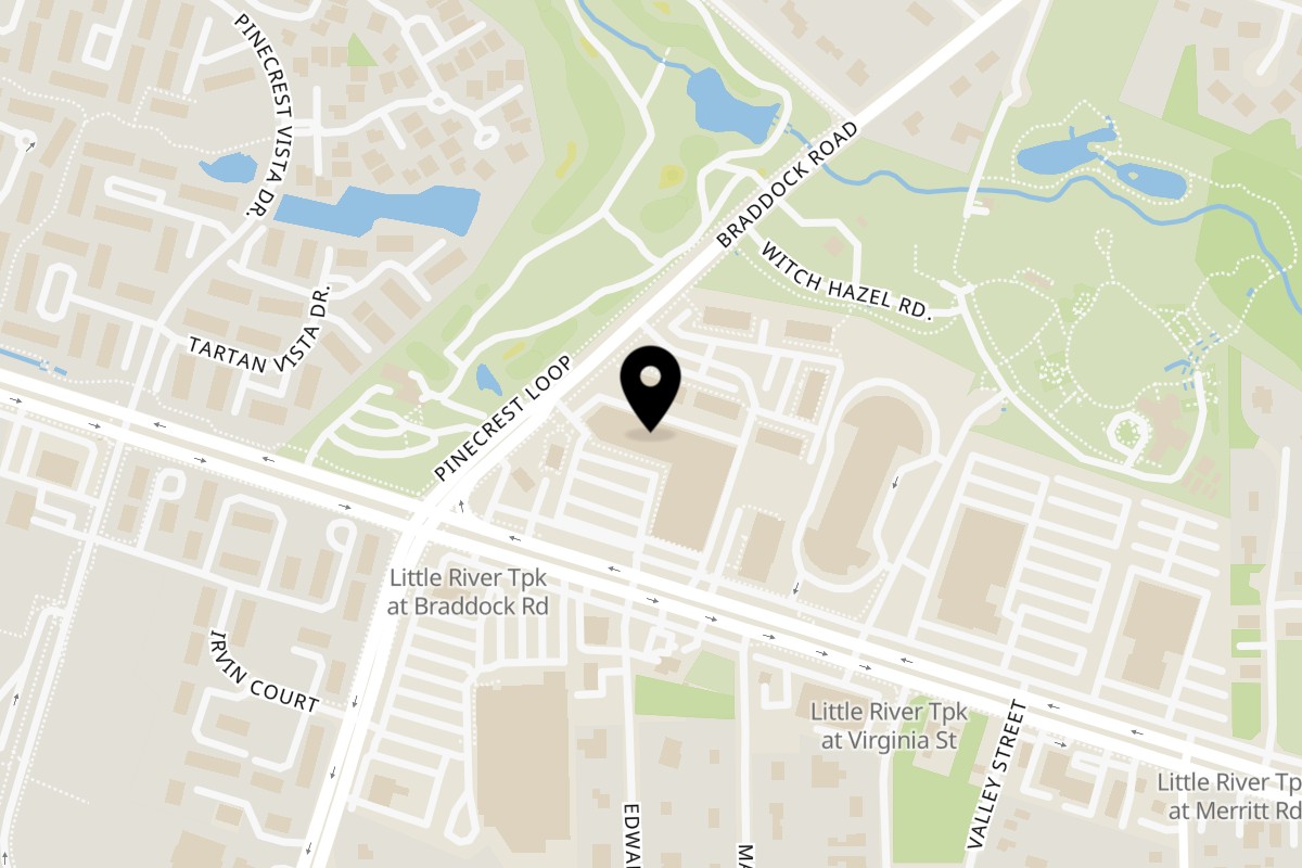 Map showing the location of Akeno Sushi Bar and Thai Annandale on 6550 Little River Turnpike Unit F in Alexandria