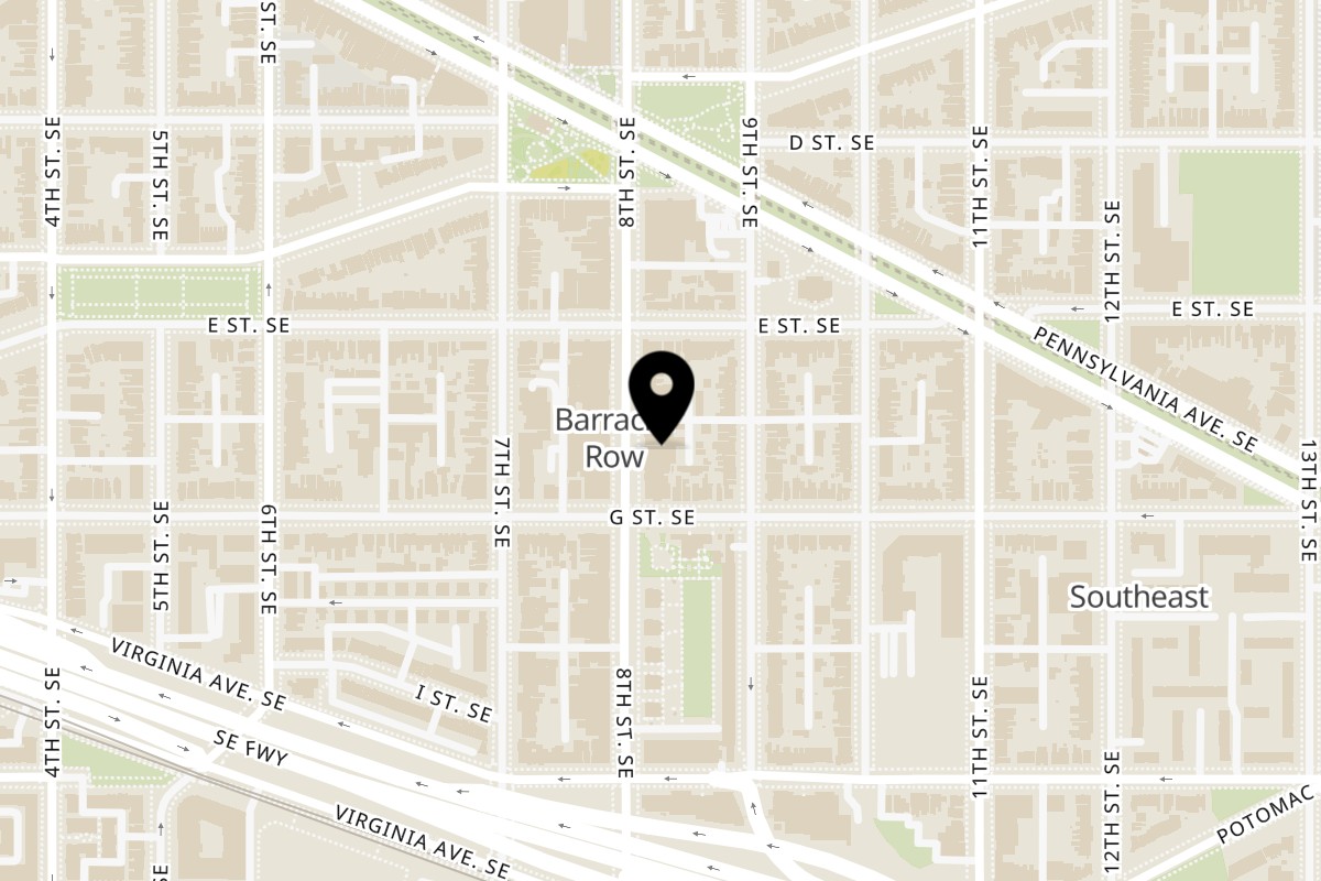 Map showing the location of Akeno Sushi Bar and Thai Capitol Hill on 524 8th St SE 2nd Floor in Washington